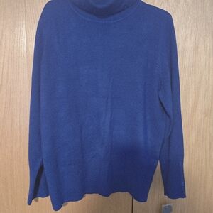 JM Collection Deep Blue Turtleneck Sweater